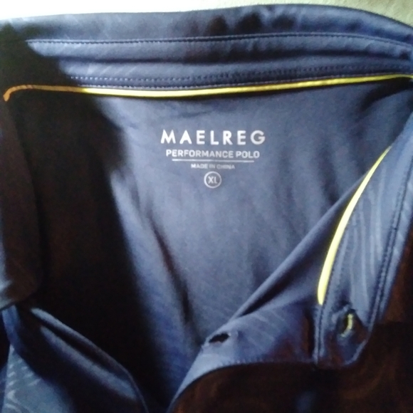 MAelreg performance polo Long sleeve XL Dark blue swirl pattern yellow t… - Picture 6 of 15